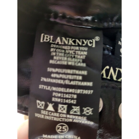 [BLANKNYC] Black Faux Leather Overalls Size 25 Vegan Leather “Other Worldly” NWT - Picture 7 of 9